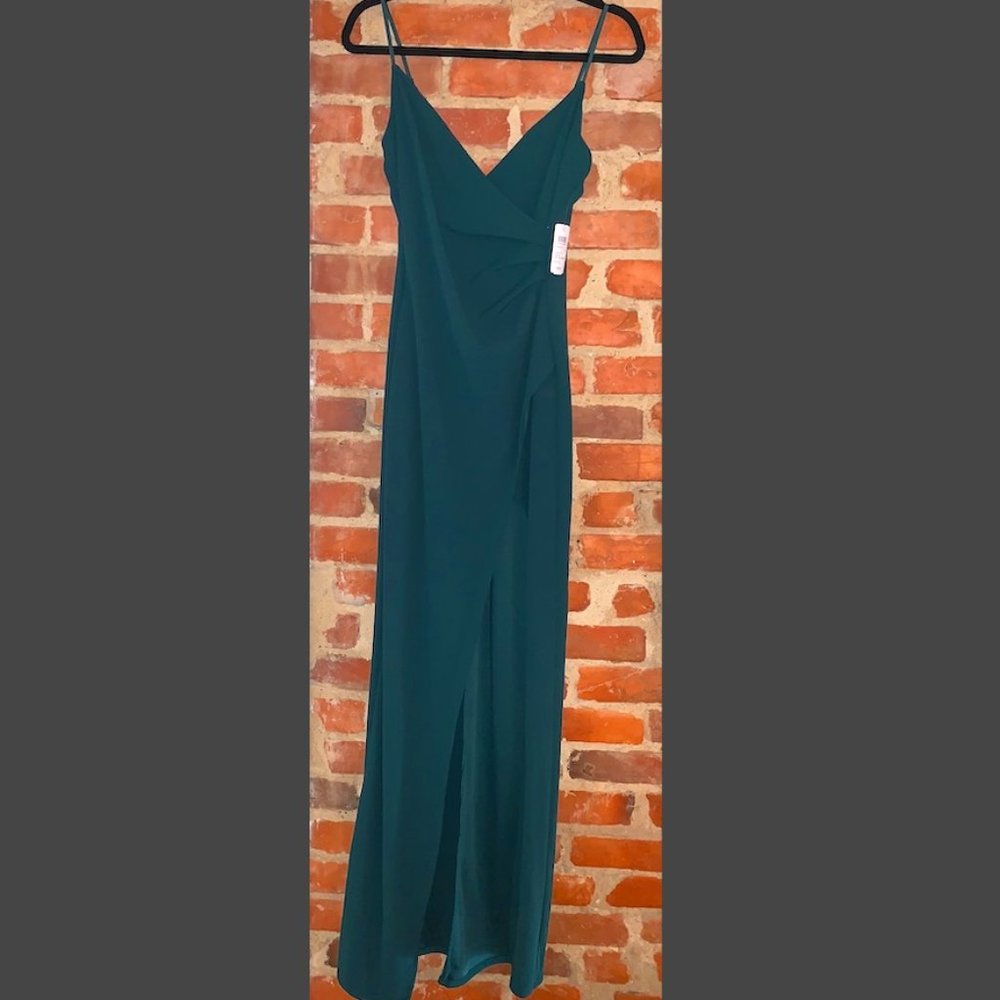 Formal High Slit  Hunter Green Dress